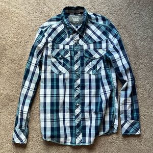 BKE Pearl-Snap Plaid Dress shirt size S